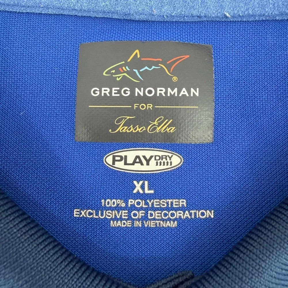 Greg Norman Tasso Elba Polo Mens XL Blue Colorblock Play Dry Short Sleeve Shirt